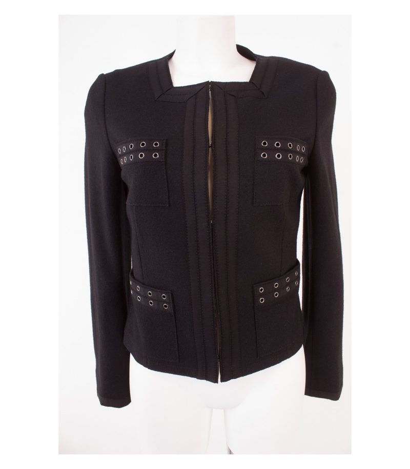 Laurel Damen Kostüm Blazer Rock Gr. DE 36 Reine Schwarz Wolle – Foto 3