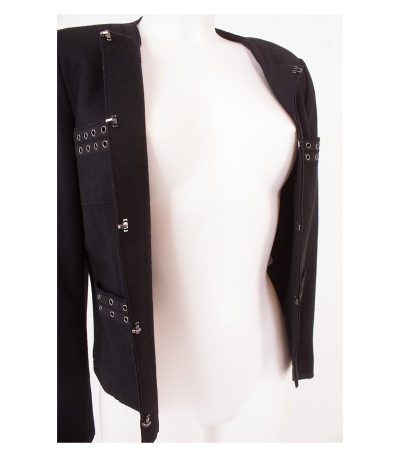 Laurel Damen Kostüm Blazer Rock Gr. DE 36 Reine Schwarz Wolle – Foto 4