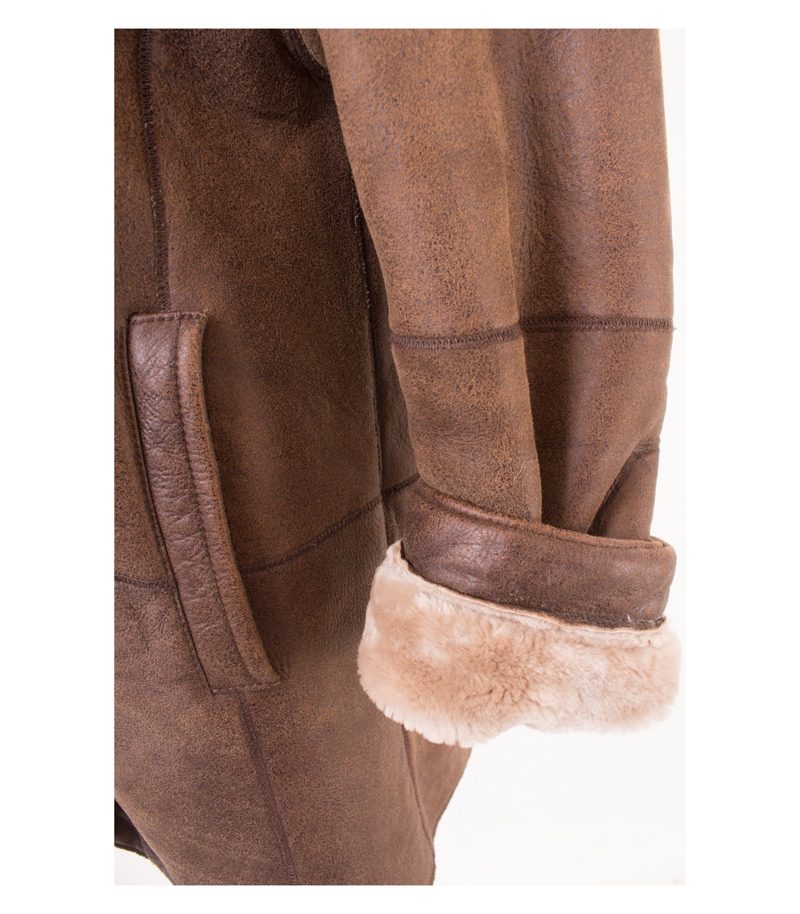 CHRIST Damen Mantel Lammfellmantel Gr. DE 34 Braun Leder – Foto 5