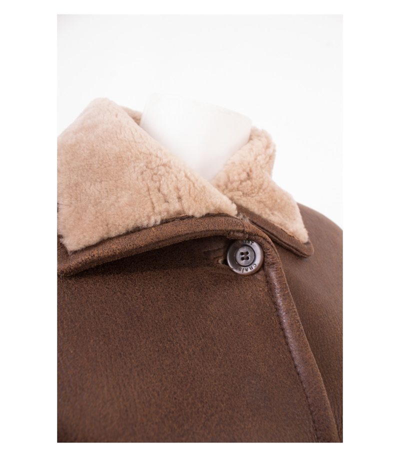 CHRIST Damen Mantel Lammfellmantel Gr. DE 34 Braun Leder – Foto 6