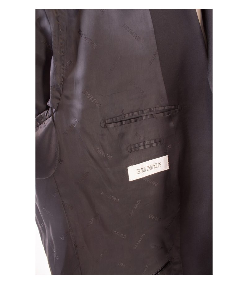 BALMAIN Herren Sakko Gr. 74 R Drop 7 Reine Super 120´S Schwarz Wolle – Foto 6