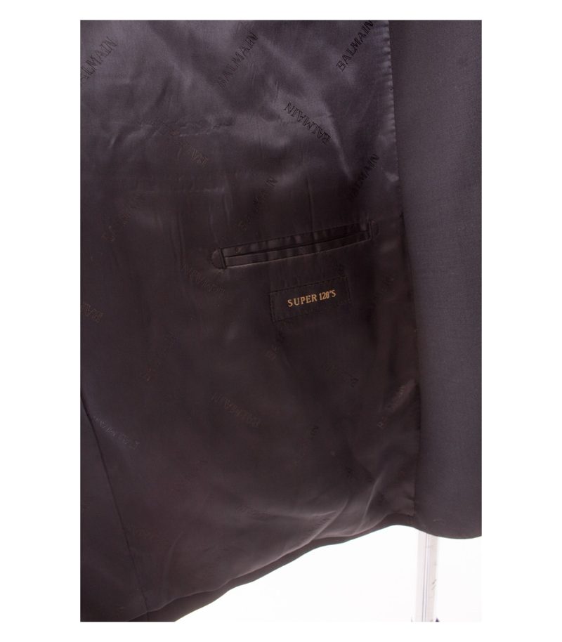BALMAIN Herren Sakko Gr. 74 R Drop 7 Reine Super 120´S Schwarz Wolle – Foto 7