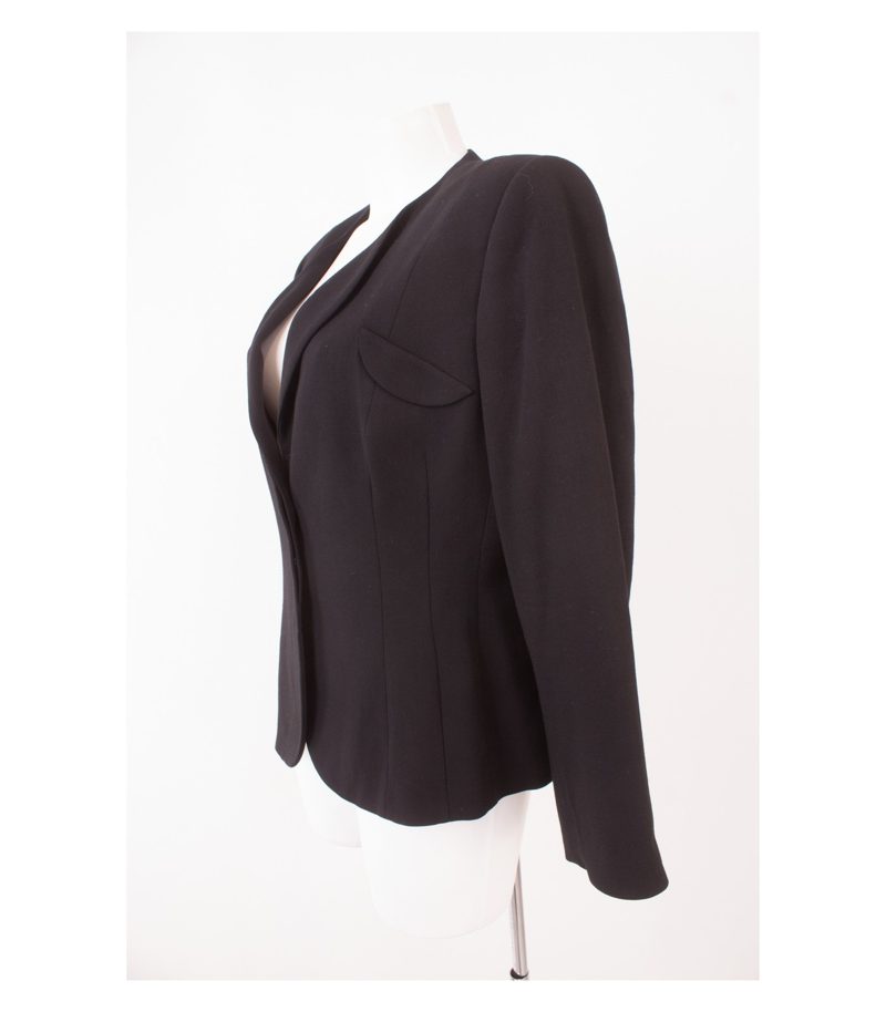 MANI Damen Blazer Gr. IT 50/16 DE 46 Reine Schwarz Wolle – Foto 3