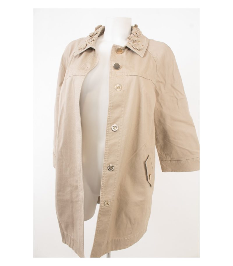 ATOS LOMBARDINI Damen Mantel Jeansmantel 7/8-Ärmel Gr. IT 44 DE 38 Beige – Foto 6