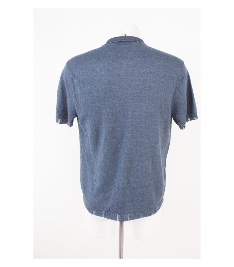 MESSAGERIE PATRIZIO PISCAGLIA Herren T-Shirt Pullover Gr. 48 Blau Leinen Neu – Foto 4