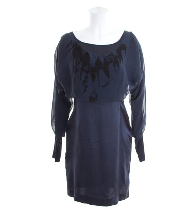 HUGO BOSS Damen Kleid Cocktailkleid Gr. DE 36 Blau Seide