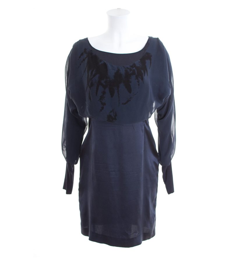 HUGO BOSS Damen Kleid Cocktailkleid Gr. DE 36 Blau Seide – Foto 1