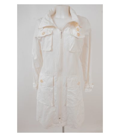 AIRFIELD Damen Mantel Sommermantel Perlweiß Gr. DE 36 Baumwolle Viskose Leinen