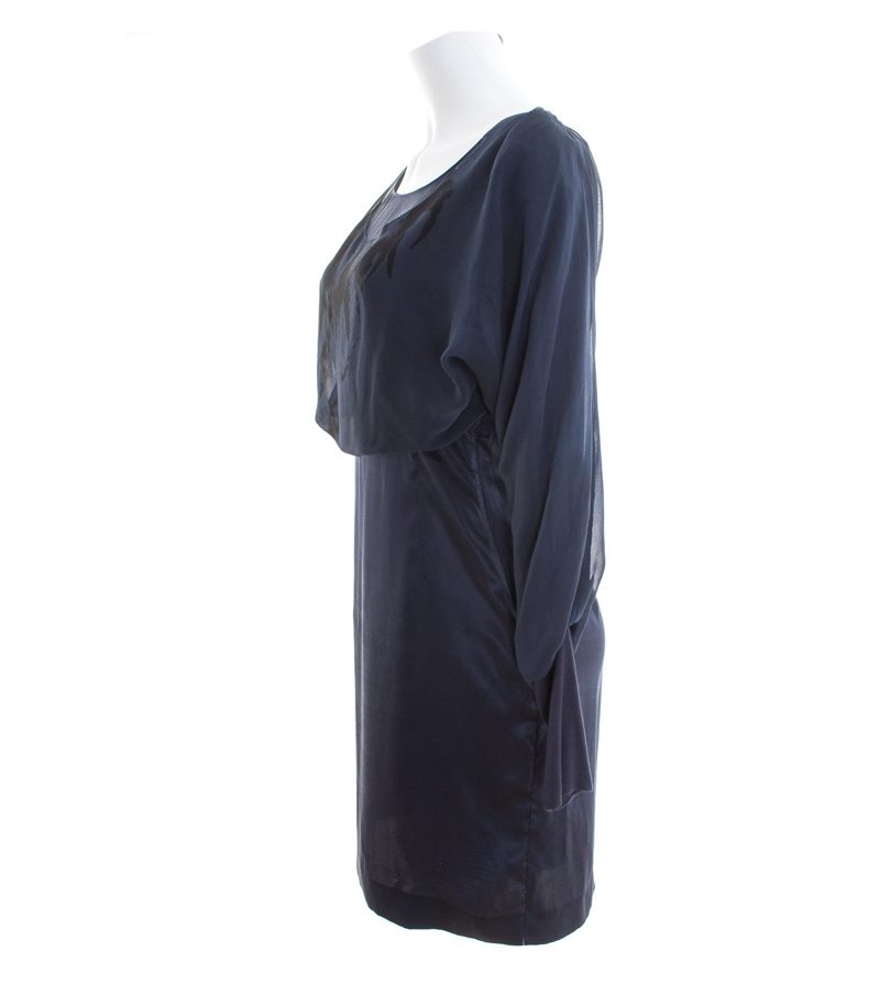 HUGO BOSS Damen Kleid Cocktailkleid Gr. DE 36 Blau Seide – Foto 2