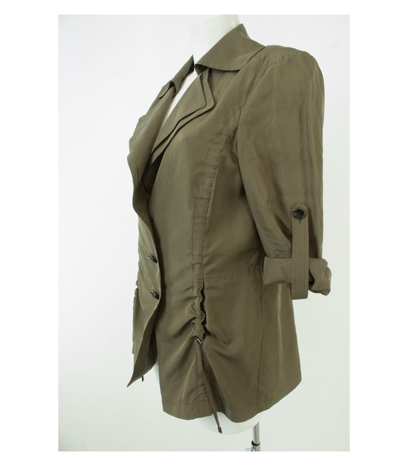 LAUREL Damen Sommerjacke Blazer Khakigrün Gr. DE 38 Reine Seide – Foto 3