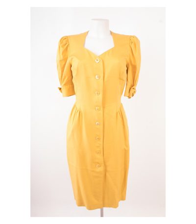 ESCADA Damen BY MARGARETHA LEY Kleid Seidenkleid Reine Gr. DE 36 Gelb Seide