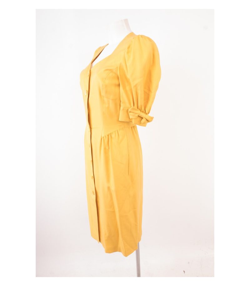 ESCADA Damen BY MARGARETHA LEY Kleid Seidenkleid Reine Gr. DE 36 Gelb Seide – Foto 3