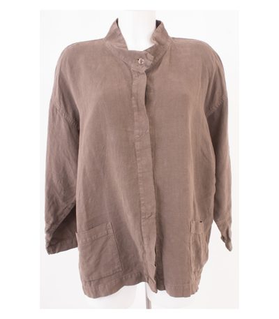 ELEMENTE CLEMENTE Damen Sommer-Blazer Gr. 3 (DE 42) Beigegrau Leinen
