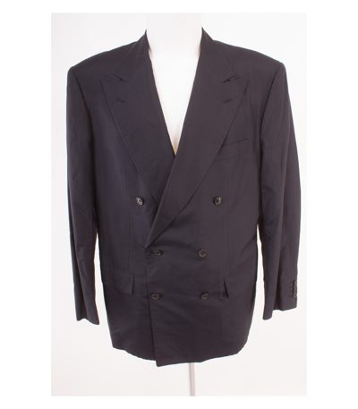 KITON Herren Sakko Doppelreihig Blauschwarz Gr. 52 Reine Seide