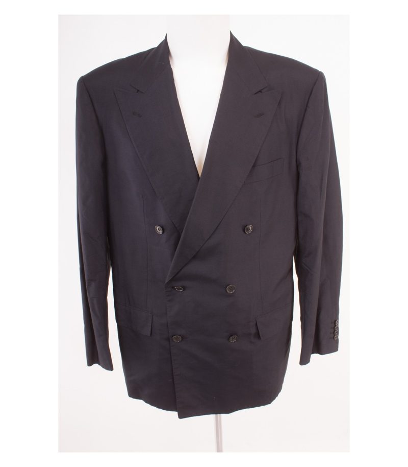 KITON Herren Sakko Doppelreihig Blauschwarz Gr. 52 Reine Seide – Foto 1
