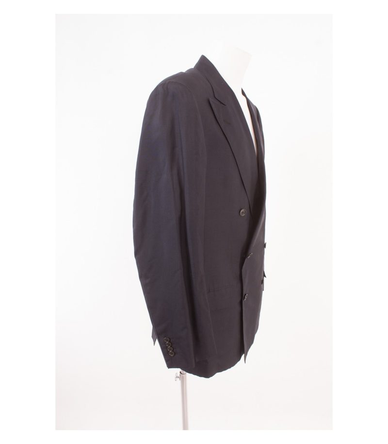 KITON Herren Sakko Doppelreihig Blauschwarz Gr. 52 Reine Seide – Foto 2