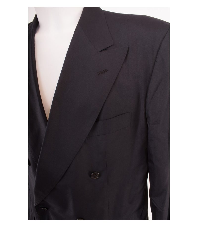 KITON Herren Sakko Doppelreihig Blauschwarz Gr. 52 Reine Seide – Foto 6