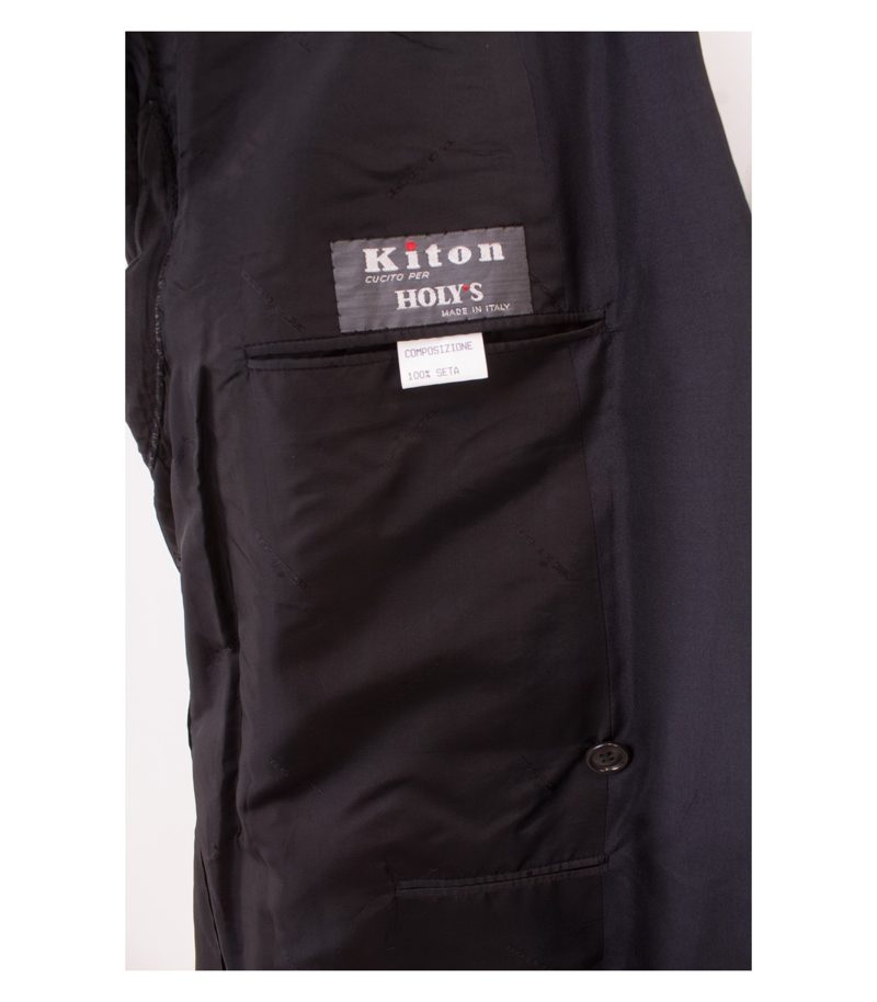KITON Herren Sakko Doppelreihig Blauschwarz Gr. 52 Reine Seide – Foto 9
