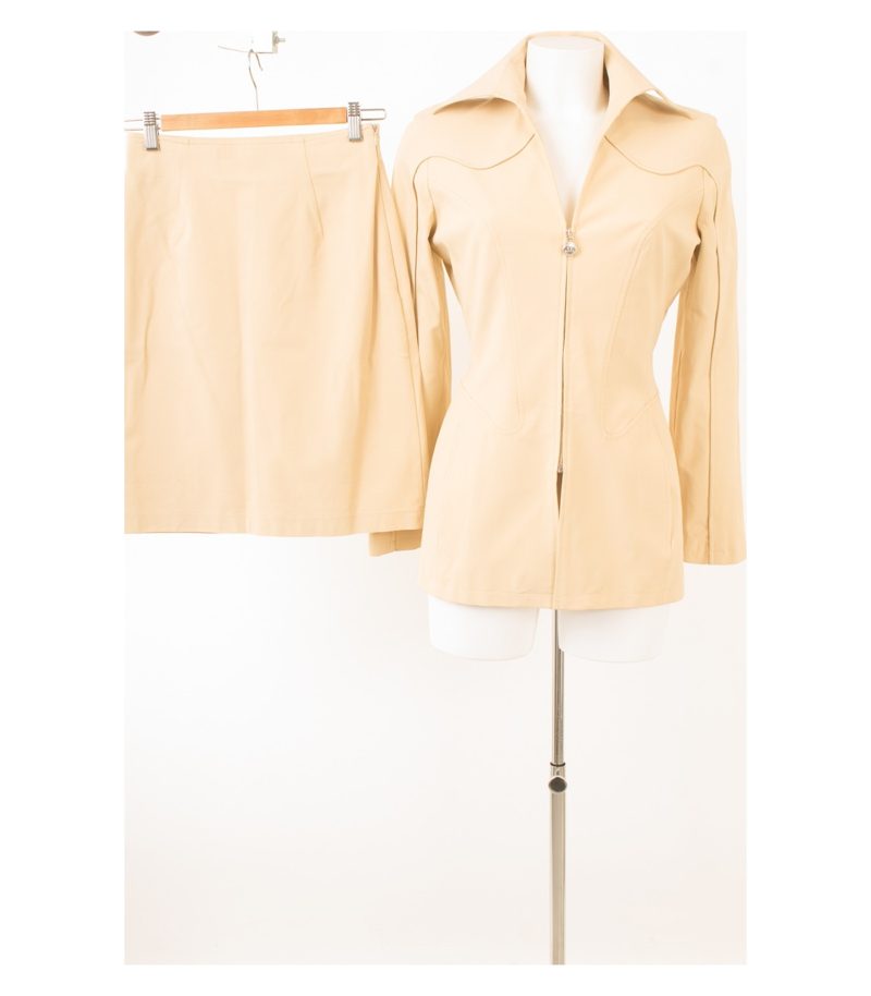 THIERRY MUGLER TRADEMARK Damen Kostüm Blazer Rock Gr. DE 38 Hellelfenbein – Foto 1