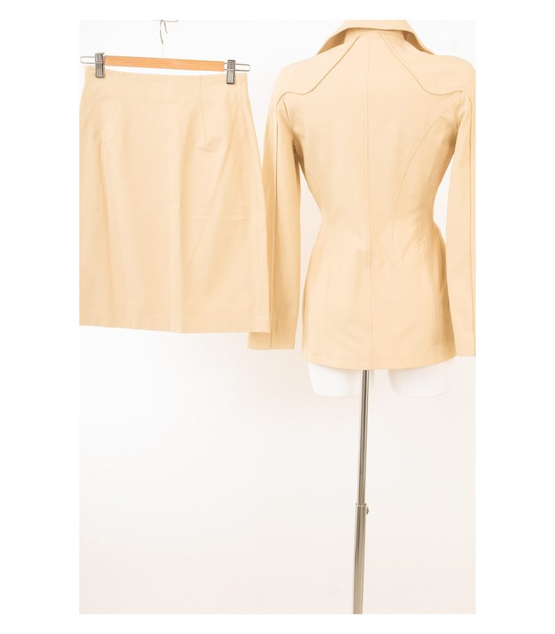 THIERRY MUGLER TRADEMARK Damen Kostüm Blazer Rock Gr. DE 38 Hellelfenbein – Foto 2