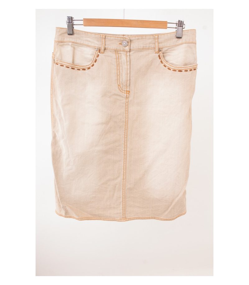 RENA LANGE Damen Rock Jeansrock Gr. DE 40 Beige – Foto 1