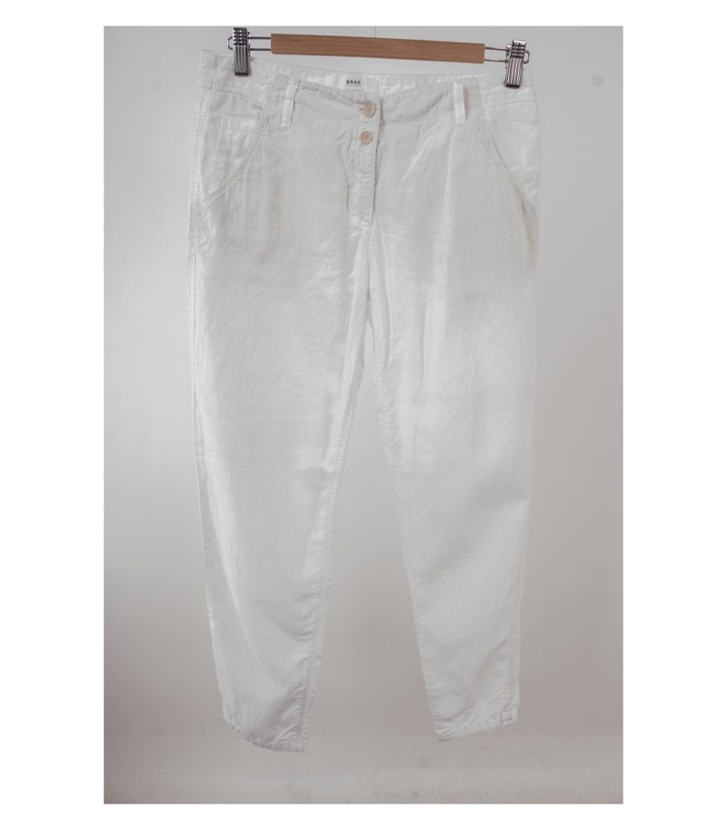 BRAX Damen Hose Leinenhose Gr. DE 38 Weiß Leinen – Foto 1