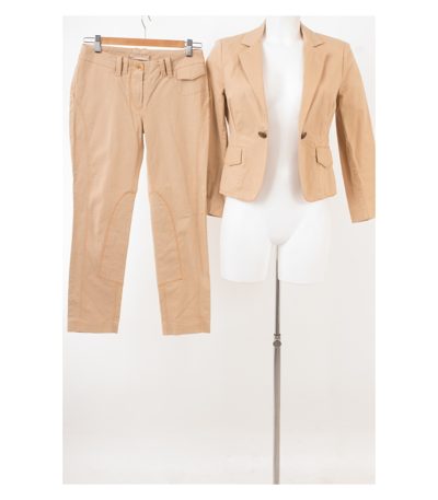 SCHUMACHER Damen Hosenanzug Blazer 7/8 - Hose Gr. 1 (S) Beige Baumwolle