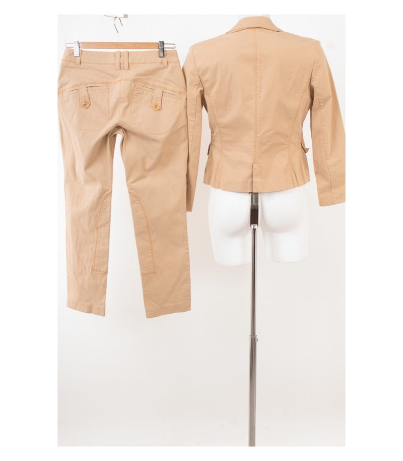 SCHUMACHER Damen Hosenanzug Blazer 7/8 - Hose Gr. 1 (S) Beige Baumwolle – Foto 2