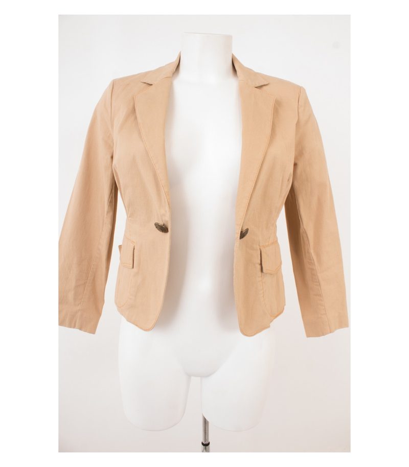 SCHUMACHER Damen Hosenanzug Blazer 7/8 - Hose Gr. 1 (S) Beige Baumwolle – Foto 5