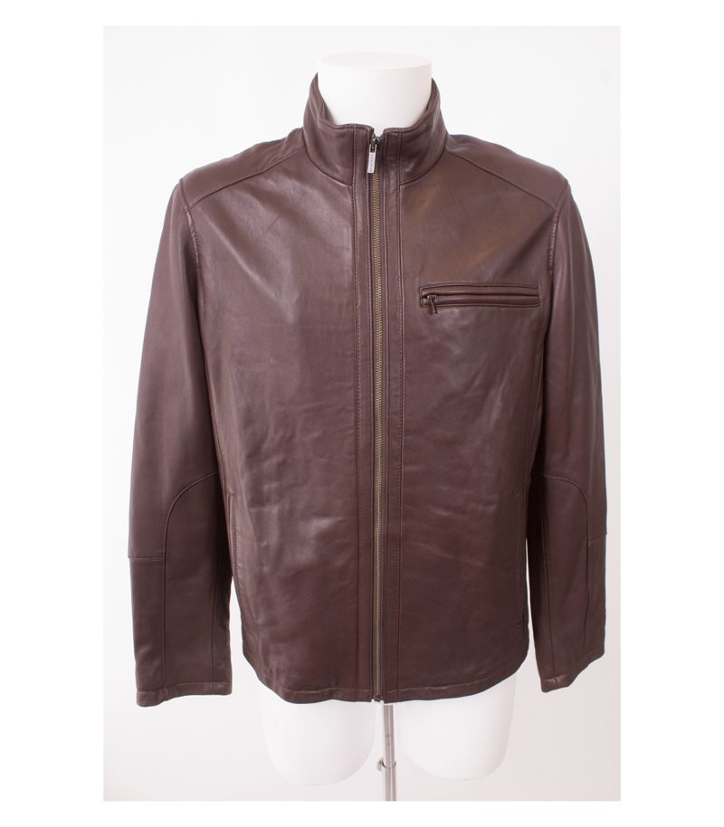 COLE HAAN Herren Lederjacke Lammnappa Gr. M Braun Leder – Foto 1