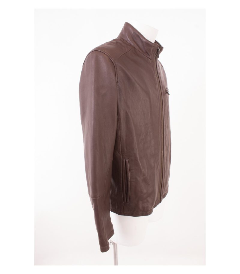 COLE HAAN Herren Lederjacke Lammnappa Gr. M Braun Leder – Foto 2