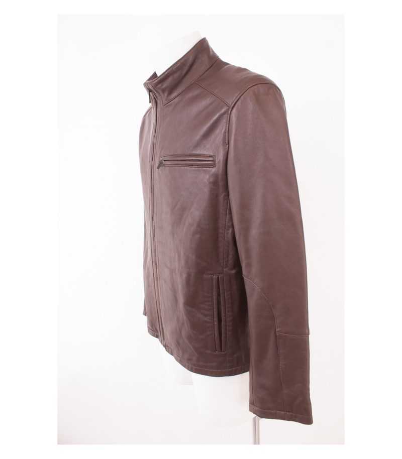 COLE HAAN Herren Lederjacke Lammnappa Gr. M Braun Leder – Foto 3