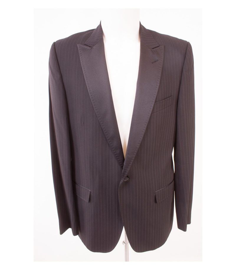 DOLCE & GABBANA Herren Smoking Sakko Gr. 54 A Drop 7 R Schwarz-Grau Wolle – Foto 1