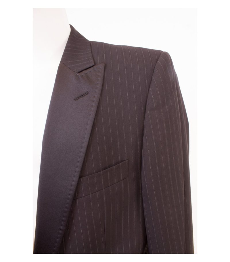 DOLCE & GABBANA Herren Smoking Sakko Gr. 54 A Drop 7 R Schwarz-Grau Wolle – Foto 6