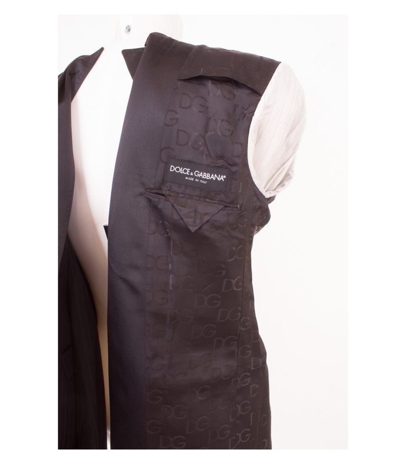 DOLCE & GABBANA Herren Smoking Sakko Gr. 54 A Drop 7 R Schwarz-Grau Wolle – Foto 8