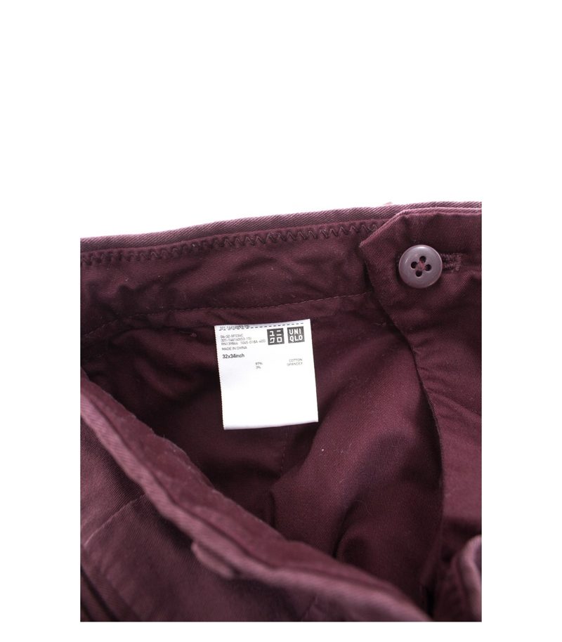 UNIQLO Herren Hose Chino Weinrot Gr. W32 L34 Baumwolle – Foto 4