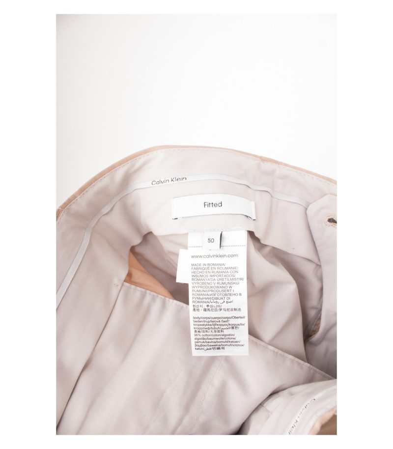 Calvin Klein Herren Hose Anzughose Gr. 50 Hellelfenbein Baumwolle Elasthan – Foto 3