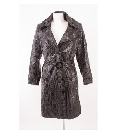 NICOWA Damen Mantel Trenchcoat Gr.DE 40 Schwarz Beige Leinen