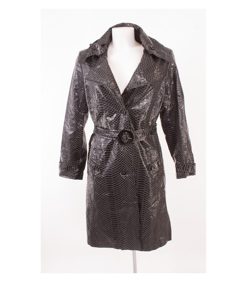 NICOWA Damen Mantel Trenchcoat Gr.DE 40 Schwarz Beige Leinen – Foto 1