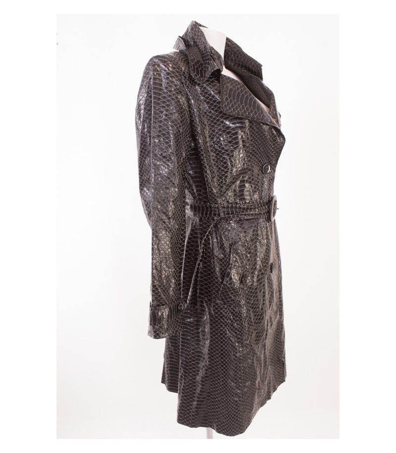 NICOWA Damen Mantel Trenchcoat Gr.DE 40 Schwarz Beige Leinen – Foto 2