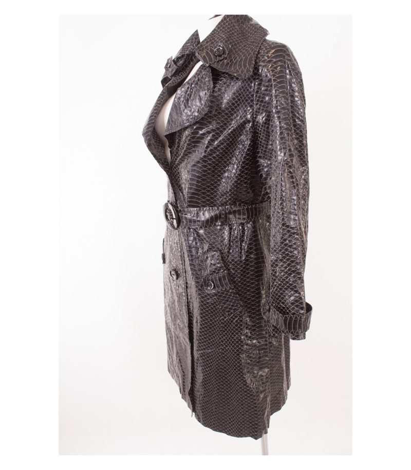 NICOWA Damen Mantel Trenchcoat Gr.DE 40 Schwarz Beige Leinen – Foto 3