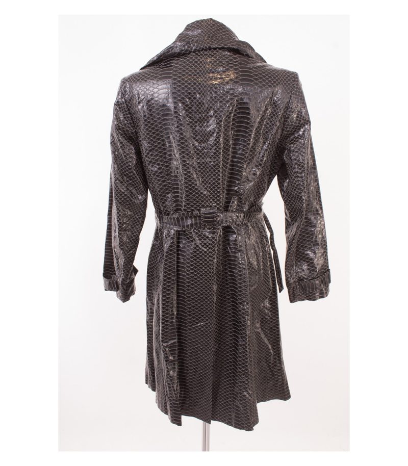 NICOWA Damen Mantel Trenchcoat Gr.DE 40 Schwarz Beige Leinen – Foto 4