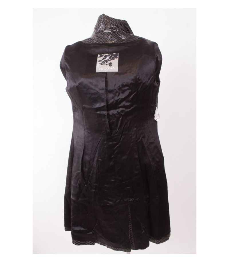 NICOWA Damen Mantel Trenchcoat Gr.DE 40 Schwarz Beige Leinen – Foto 6
