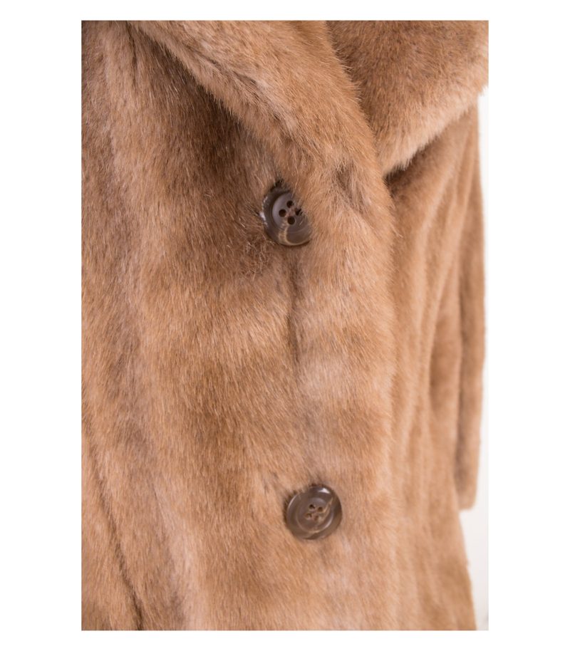 NICOWA Damen Jacke Winterjacke Pelzoptik Gr. DE 36 Beige – Foto 5