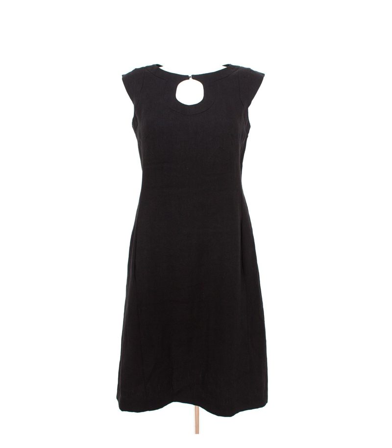 PIAZZA SEMPIONE Leinen Damen Kleid Gr. IT 44 DE 40 Schwarz – Foto 1