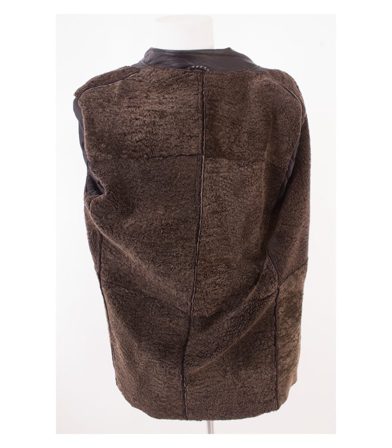 GIMO'S Herren Mantel Wintermantel Anthrazitgrau Gr. L Leder Wolle Alpaka – Foto 6