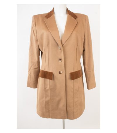 RENZO Damen Mantel Wollmantel Gr. DE 44 Beige Wolle Kaschmir Cashmere