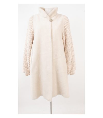 Santagostino by Hawela Damen Mantel Strickmantel Perlweiß Gr. DE 40 Reine Alpaka
