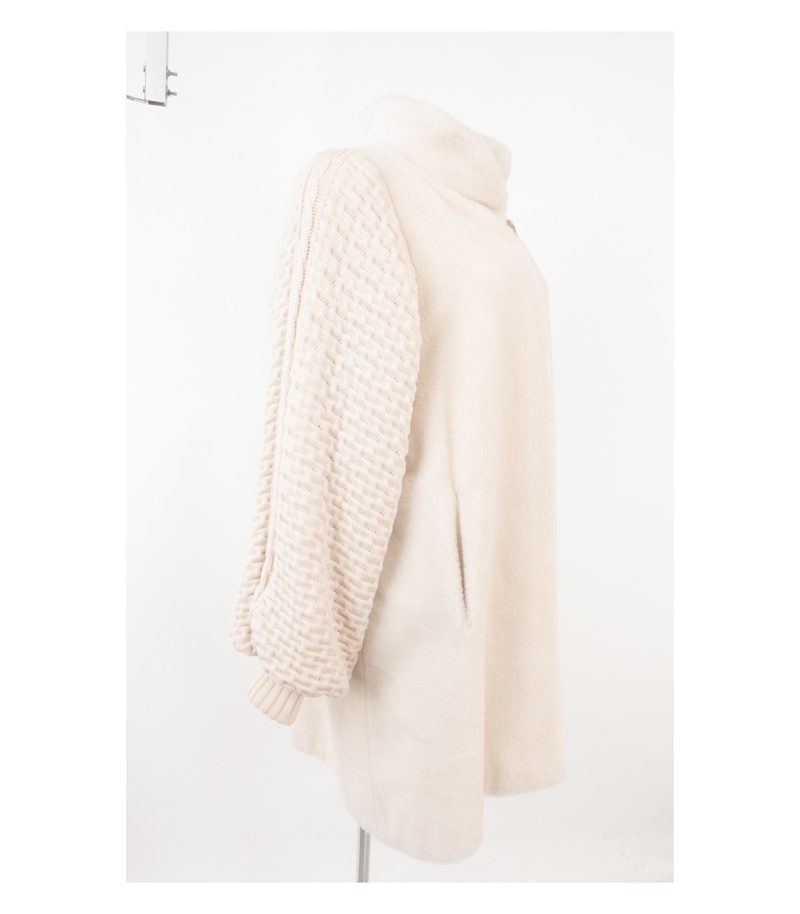 Santagostino by Hawela Damen Mantel Strickmantel Perlweiß Gr. DE 40 Reine Alpaka – Foto 2