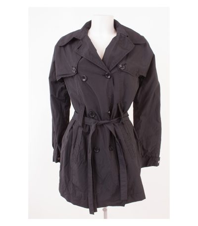 STEFANEL Damen Trenchcoat Mantel Gr. DE 42 Doppelreihig Schwarz